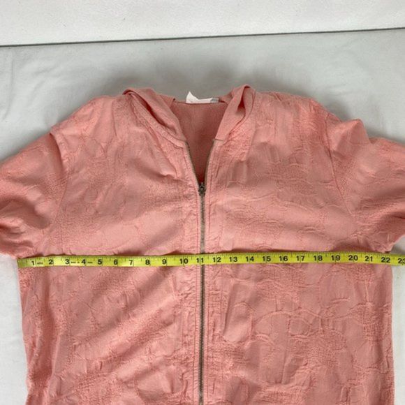 Produce Company Pink Cropped Lightweight Hooded Laundered Cotton Jacket Sz M - Picture 7 of 8